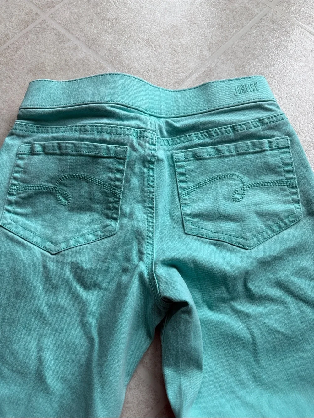 Justice Girls Aqua Turquoise Ankle Jeggings size 14